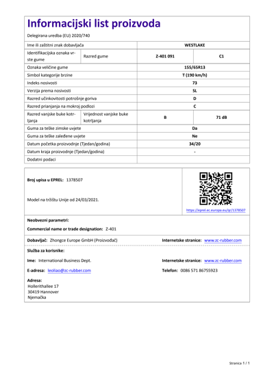 Informacijski list proizvoda