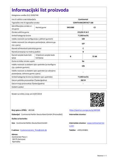 Informacijski list proizvoda