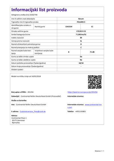 Informacijski list proizvoda